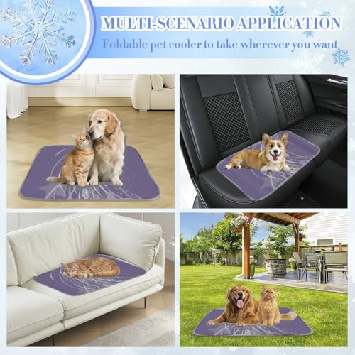 Purple Starry Crystal Ribbon Cooling Gal Pad Mat Cat Cooling Mat Outdoor Portable Breathable Pad for Dog Crate Dog Mats Non-Toxic Cool Cat Bad for Summer Home Sofa Car Outdoor 28" x 22"