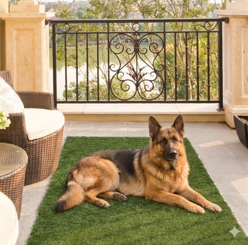 Ottomanson 2'7" x 4' Artificial Faux Grass Rug - Realistic Turf with UV Protection - Perforated for Easy Drainage - Durable, Hose-Off Synthetic Lawn Carpet for Indoor & Outdoor Use, Green - size: 4-ft