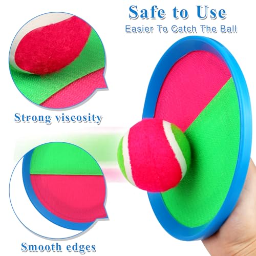 Toss and Catch Ball Set, Paddle Catch Ball and Toss Game for Kids, Great Beach Games/Backyard Games/Outdoor Games for Kids and Family - size: 4 Paddles, 4 Balls