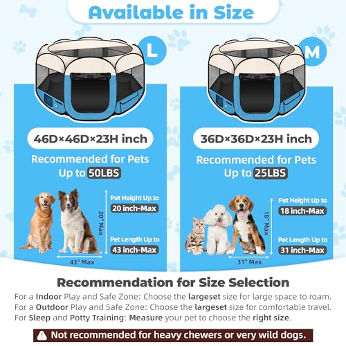Dog Playpen 45", HOMAGICO Pet Playpen for Indoor Cats Enclosed, Portable Dog Cage Outdoor Tent Crate with Carrying Case, Water-Resistant and Removable Shade Cover, Blue - color: Blue