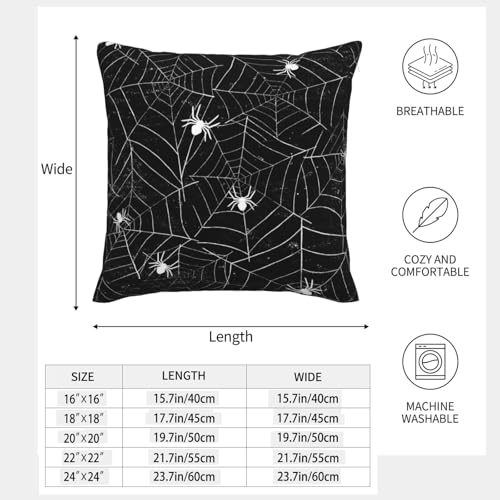 Halloween Spiderwebs Pillow Covers 18x18 Set of 2 Black and White Decorative Throw Pillow Cover Spider Webs Square Pillowcases Cushion Covers for Couch Bed Sofa Decor - color: Black Beige, size: 18" x 18" (Pack of 2)