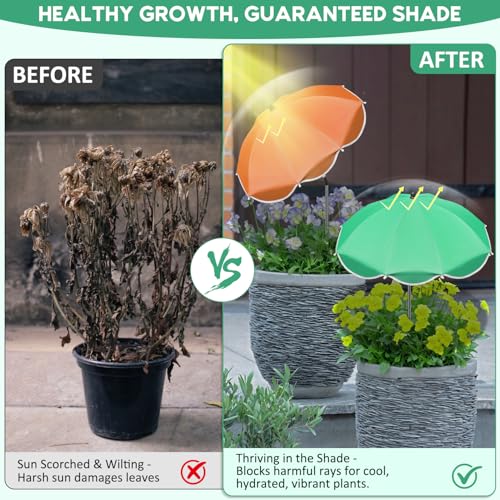 QRRICA 23.6" Adjustable Garden Umbrella Shade for Outdoor Use, Potted Greenery & Garden Beds – Angle-Adjustable Sun Protection - color: 2-pack
