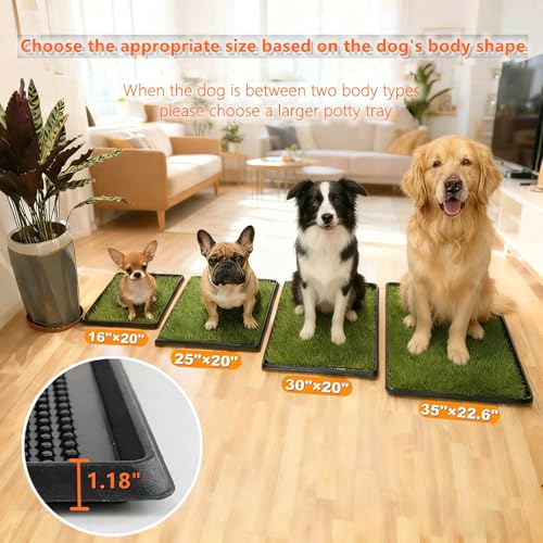 Dog Grass Pad with Tray 30"X20" - Portable Artificial Turf Potty Training Pee Mat for Large or Medium Dogs, Indoor/Outdoor Dog Litter Box for Balcony/Patio, Washable Reusable Fake Grass - size: 30"×20"