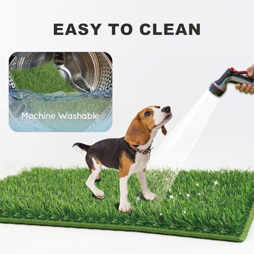 HQ4US 4LEGS Dog Pee Grass with Washable Pee Pads for Dog Litter Box 2 Sets, Large Ultra-Absorbent Artificial Grass Pads for Dogs Potty Grass with Reusable Puppy Pads for Indoor Potty Training - size: L - 33”×23”