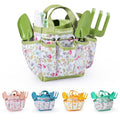 Kids Gardening Set Toys, Quality Garden Tool Kit for Kids and Toddlers, Includes Two Shovels, Garden hat,Rake, Apron,Gloves, Watering Can, and Tool Bag (Green) - color: A-green