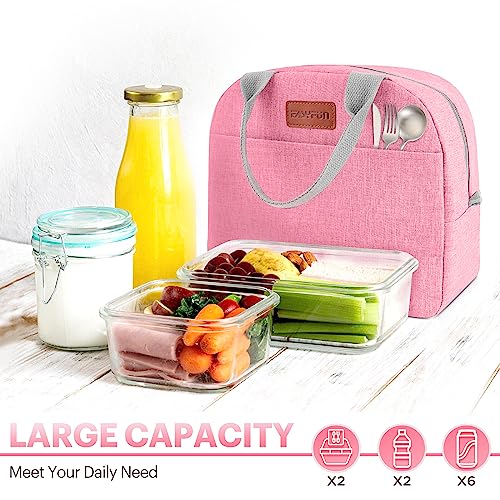 Lunch Bag for Women & Men Adult Insulated Lunch Box, Small Leakproof Cooler Food Lunch Containers Reusable High Capacity Lunch Tote Bags for Work, Travel, Outdoor (Pink) - color: Pink