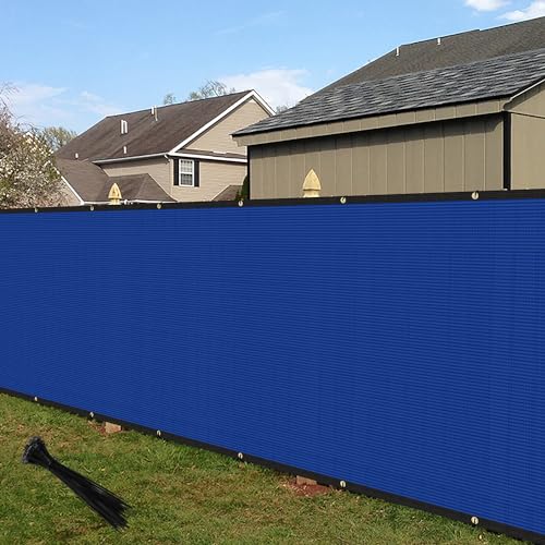 ECOOPTS 6'x1' Privacy Fence Screen Windscreen with Copper Grommets, Fit for Commercial Fence and Residential Garden Outdoor 90% UV Blockage, Cable Zip Ties Included (Blue) - color: Blue, size: 6'x1'