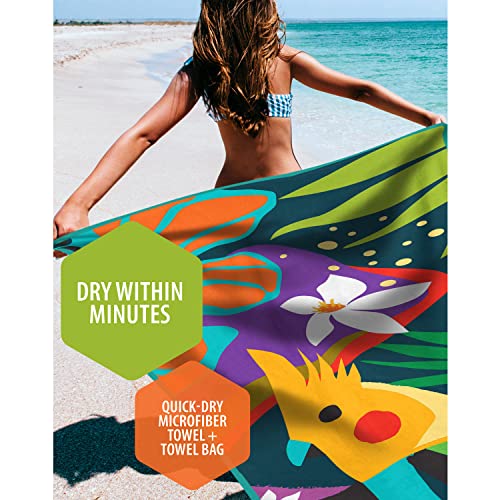 VENTURE 4TH Microfiber Beach Towel: Quick-Dry, Compact, Sand-Free, Absorbent, Sandproof and Lightweight - Perfect for Camping, Beach, and Roadtrips (Rainforest Cockatoo Design | 35x78 inches) - color: Rainforest Cockatoo, size: Extra Large (78" x 35")