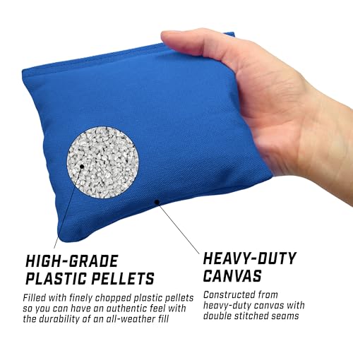 GoSports Official Regulation Cornhole Bean Bags Set of 8 – for Competitive Cornhole Games - All Weather - American Stars and Stripes or Red and Blue - color: Red and Blue