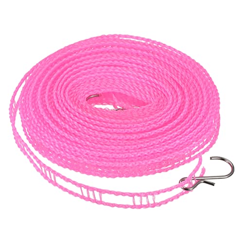 uxcell Portable Clothesline, 26.24ft Nylon Windproof Non-Slip Washing Line Rope for Courtyard Outdoor Travel Camping Laundry Drying, Pink - color: Pink, size: 26.24ft