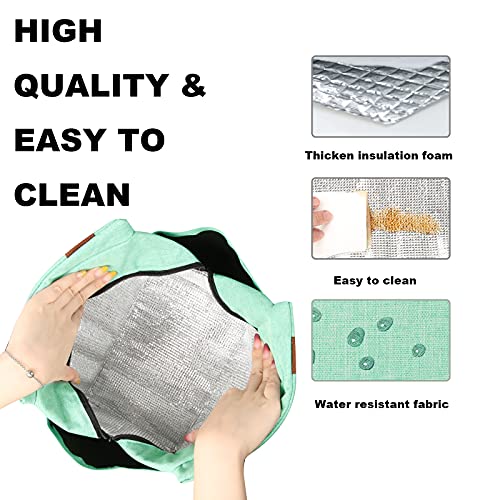 Joymee Lunch Bag Women Insulated Lunch Box Reusable Leakproof Large Spacious Tote for Women Men Adult with Bottle Holder and Side Pockets for Work Picnic Travel - Heather Teal - color: 04 Heather Teal