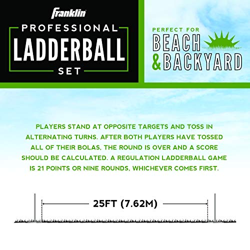 Franklin Sports Ladder Ball Set — Includes 2 Ladder Ball Targets with Weighted Bases and 6 Bolas — Ladder Golf Toss Outdoor Game For Beach or Backyard Fun — Professional, American, and Family Set Options - style: Professional