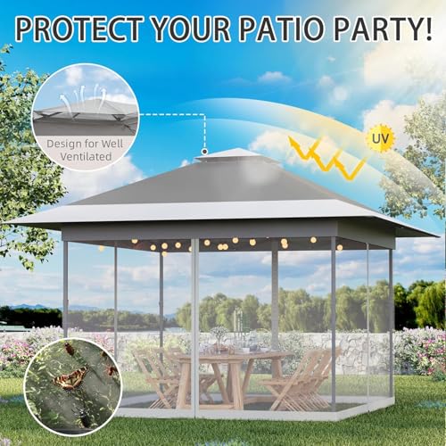 Bezseller 13x13 Pop Up Gazebo with Mosquito Netting, Easy 1-Person Setup Outdoor Canopy, Water-Resistant Portable Shelter for Patio, Backyard & Garden, UV Protection, Deep Grey - color: Deep Grey, size: 13"x13"