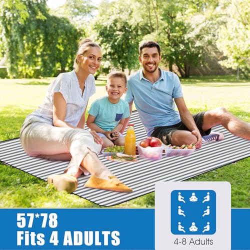 G GOOD GAIN Waterproof Picnic Blanket Portable with Carry Strap for Beach Mat or Family Outdoor Camping Party (Berry Blue) - color: Berry Blue