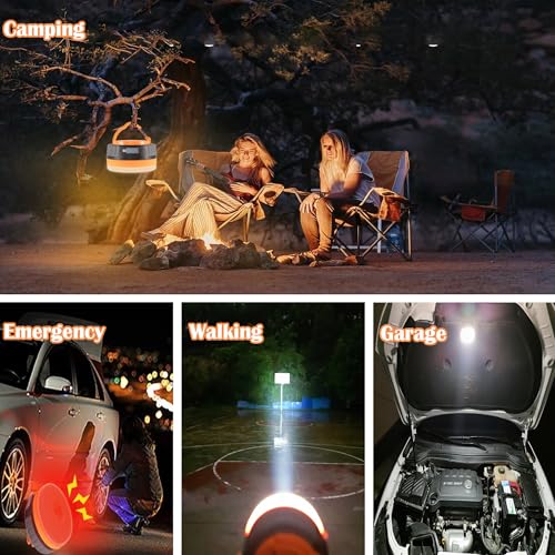 LIT-PaTH LED Camping Lantern, Rechargeable Light with Magnet Base, 2200 mAh, Survival Kit for Emergency, Hurricane, Outage, Medium Orange, 2 Pack - size: 2-pack, style: Medium Orange