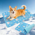 PUPTECK Dog Cooling Mat, Reversible Cooling & Warm Pet Cooling Mat, 36”x23” Thick Soft Dog Cool Bed for Hot Summer, Rapid Cooling Washable Kennel Crate Pet Bed, Blue Donut - color: Light Blue, size: M (36"x23")