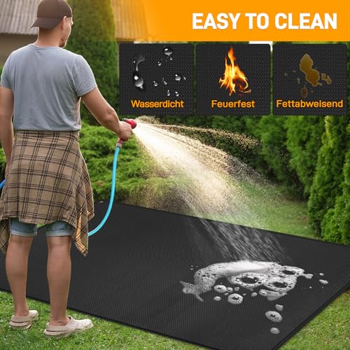 TOHONFOO 70 x 48 in Under Grill Mat Compatible with Blackstone 28in & 36in Griddle - Fireproof BBQ Mats for Grilling to Protect the Deck, Patio, Pavers - Griddle Mat Compatible with Blackstone - 1mm - color: Black, size: 70x48x0.04in