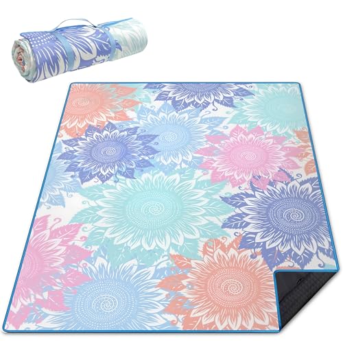 Supfitness Extra Large Picnic Blankets Waterproof Foldable (60 "x 80") Beach Blanket Waterproof Sandproof,3-Layer Thicking Mat Outdoor Packable Camping Blanket - color: Light Blue, size: 60x80in