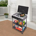 5 Burner Gas Stove with Wind Shield Portable 2.5KW Natural Gas Stove with 2 Storage Shelves for RV Apartment Outdoor Cooking - style: 5 Burner-Black