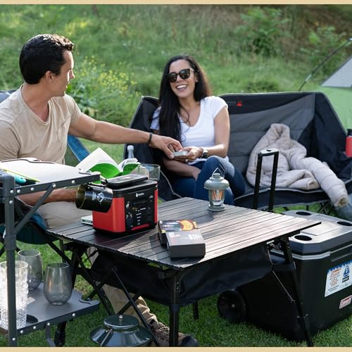 ARROWHEAD OUTDOOR 2-Pack 39" Aluminum Folding Camp Roll Up Table w/Adjustable Height, Undertable Mesh Storage, Carry Bag - color: Gray 2pack