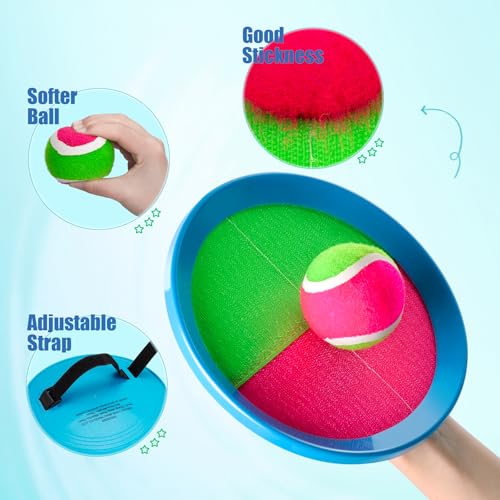 PlayZap Toss and Catch Ball Set - Outdoor Toys for Family Games - Outside Yard Pool Beach Toys for 3 4 5 6 7 8+ Years Old Boys Girls - Classic Birthday Gift for Kids Youth Adults - color: Pink 6 Paddles 6 Balls