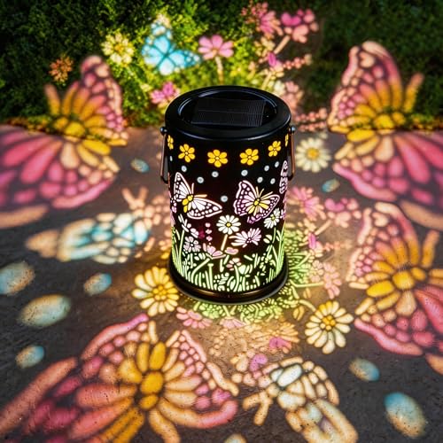 Solar Lanterns Outdoor Waterproof Solar Lights Outdoor Butterfly Gifts for Mother's Day Women Mom Grandma, Metal Hanging Solar Lights Garden Decor for Patio, Yard, Lawn, Porch, Backyard - style: Butterfly