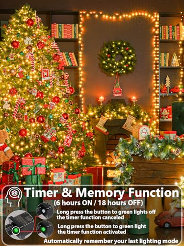 Super-Long 165FT 500 LED Christmas Tree Decor String Lights Indoor Outdoor, 8 Modes & Timer & Memory Function, Waterproof Fairy Lights- for Xmas Tree, Holiday Party, Garden Decorations (Warm White) - color: Warm White, size: 500LED