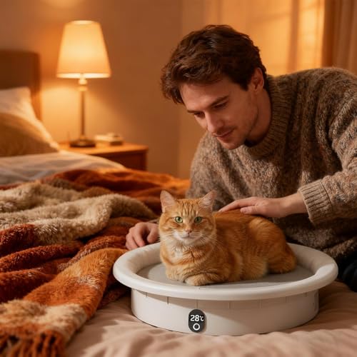 Heated Bed for Dogs | Constant Temp Cooler Nest | 33lb Load Capacity Smart Pressure Activated Electric Dog Bed - for Small Medium Large Breed Puppy Kitten Winter Living Room Bedroom