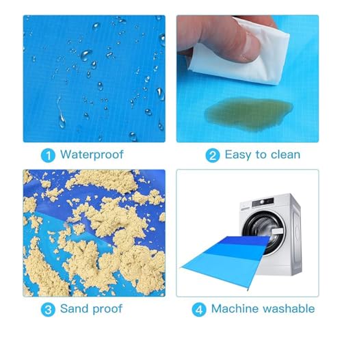 Beach Blanket Waterproof Sandproof Beach Mat 79" X 82" 'for 1-8 Adults Quick Drying Outdoor Picnic Mat Beach Accessories for Travel, Camping-blue1 - color: Blue-1
