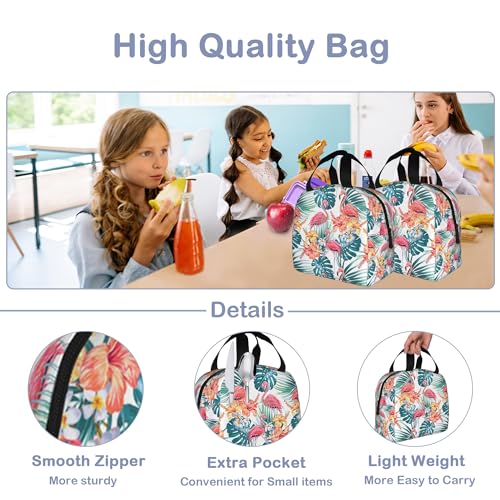 Pink Flamingo Palm Leaves Hibiscus Flower, Tropical Flowers Insulated Lunch Bag Reusable Lunch Box Women Men,Cooler Thermal Meal Tote for Kids School Student Picnic Office Work - color: Pink Flamingo Palm Leaves Hibiscus Flower, Tropical Flowers