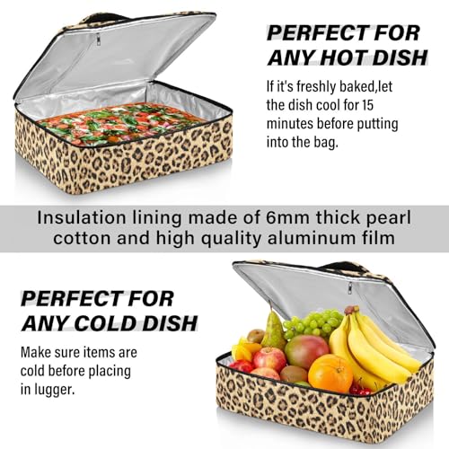 Casserole Carriers for Hot or Cold Food Reusable Casserole Dish Carrier Insulated Thermal Large Capacity Durable Perfect for Party Camping Family Gatherings Yellow Fish - color: Classical Leopard Print