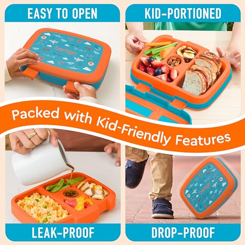 Bentgo Kids Prints Leak-Proof, 5-Compartment Bento-Style Kids Lunch Box - Ideal Portion Sizes for Ages 3-7, Durable, Drop-Proof, Dishwasher Safe, & PFAS & BPA-Free Materials (Planes) - color: Planes