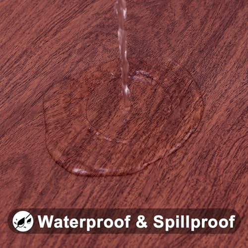Smiry Square Table Cloth Cover, Waterproof Elastic Fitted Picnic Tablecloth, Wipeable Flannel Backed Vinyl Tablecloths for Camping, Dining, Outdoor (Reddish Brown, 42" x 42") - color: Reddish Brown, size: 42" x 42" (Square)