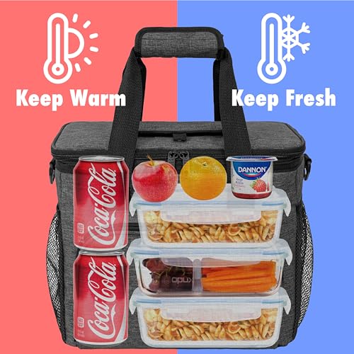 OPUX Soft Cooler Bag, Insulated Collapsible Lunch Cooler Tote for Men Work Camping Beach Travel, Portable Soft Sided Leakproof Waterproof Large Lunch Bag Box with Shoulder Strap 24 Cans, Charcoal Gray - color: Charcoal, size: 24 Cans