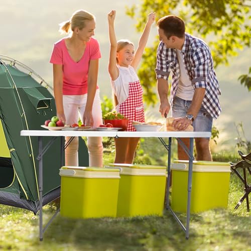 Gocamptoo Folding Table,4ft Indoor Outdoor Heavy Duty Portable Folding Square Plastic Dining Table w/Handle, Lock for Picnic, Party, Camping (4 FT)-White - color: White2