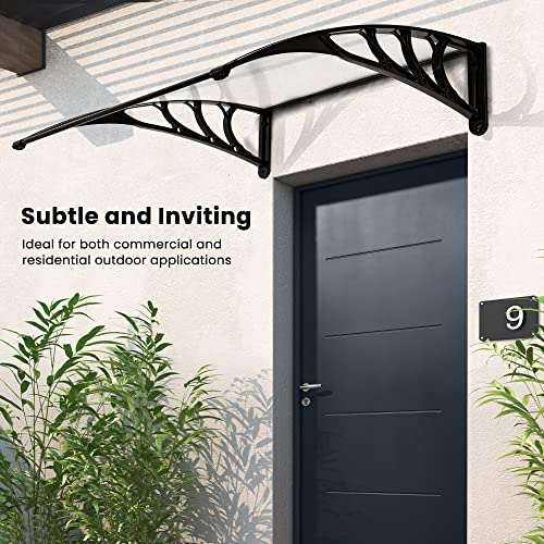 VIVOHOME Polycarbonate Window Door Awning Canopy Transparent with Black Bracket 40 Inch x 40 Inch - color: Transparent, size: 40 Inch x 40 Inch