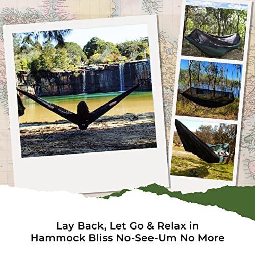 Hammock with Mosquito Net - Fully Reversible Bug Free Hammock Tent, Extra Large Sleeping Space, Bug Proof Netting & Suspension - Change The Way You Camp with Hammock Bliss Quality - No-See-Um No More