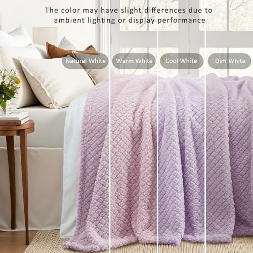Exclusivo Mezcla Twin Size Fleece Blanket for Bed, Extra Soft Warm Decorative Fuzzy Blanket for Women, Lightweight Cozy Bedding Blankets, 60x80 Inches, Lilac Purple - color: Lilac Purple, size: Twin ( 60x80 IN )