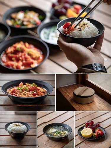 CAMPINGMOON Camping Tableware Set Stainless Steel Camping Plates Bowl Stackable Outdoor Dinnerware Canvas Carry Case Camping Hiking Picnic - color: Black (titanium oxide coating)