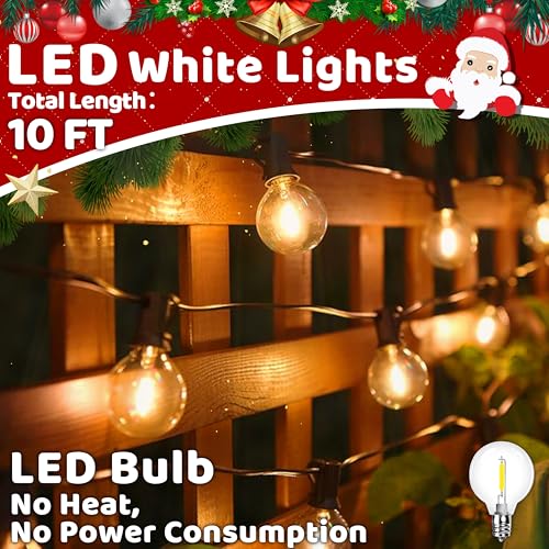 10FT LED Outdoor String Lights - Waterproof Patio Lights Shatterproof G40 Edison Globe Bulb, Connectable Hanging Outdoor String Lighting for Indoor Backyard Yard Gazebo Porch Party Decor - SOLROS - size: 10FT - Plug In Only