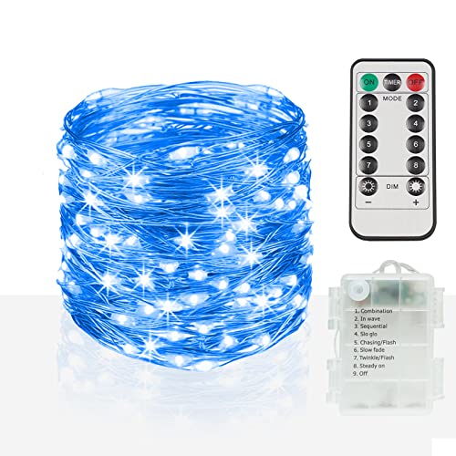 suddus Blue LED Christmas Lights Outdoor，200led 66ft Battery Operated Fairy Lights Indoor, Twinkle Lights for Bedroom, Halloween, Backyard, Tree, Dorm, Patio, Tapestry, Garden, Party - color: Blue, size: 200LED