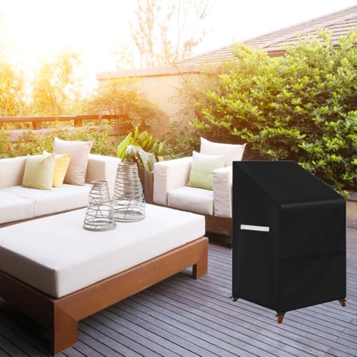 Stacking Outdoor Chair Cover Waterproof, Patio Chair Cover Lawn Outside Patio Furniture Covers Stacked Chairs, Lounge Chair Covers Outdoor Stack Chairs for 4-6 Stackable Dining Chairs, 33"Lx27"Dx48"H