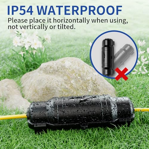9 Pack Outdoor Extension Cord Safety Cover with Waterproof Seal IP54 Water-Resistant, Weatherproof Electrical Connection Box with 2 Latches, Plug, Socket, Holiday Decoration Light, Black - color: Black, size: 9 Pack