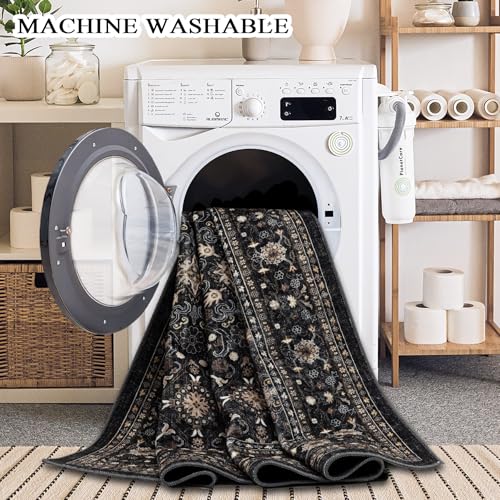 Ruaruarug Area Rug Non Slip Machine Washable Ultra Soft Living Room/Bedroom/Kitchen/Outdoor/Classroom Black Grey, 2'×3' - color: Dark Grey, size: 2' x 3' (Rectangular)