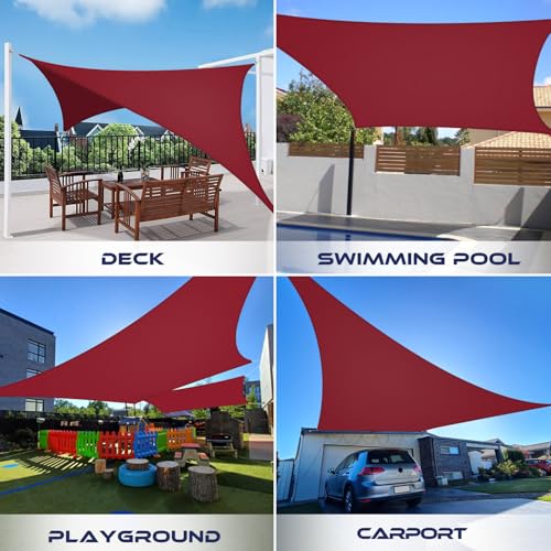 Windscreen4less 5'x7' Waterproof Sun Shade Sail Rectangle Shade Canopy Cover UV Block for Backyard Patio Deck Balcony Pergola Garden (Red) - color: Red, size: 5' x 7'