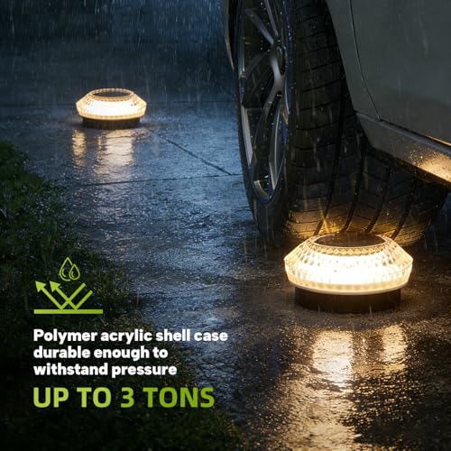 Solar Deck Lights Outdoor - IP67 Waterproof Solar Driveway Dock Lights, 12PK Solar Pthway Lights, Outdoor Warning Step Lights for Driveway Sidewalk Garden Pathway Yard Stair Backyard Decor(Warm White) - color: Diamond - Warm White