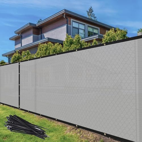 TANG 4' x 12' Privacy Fence Screen Grey Shade Cloth with Grommets, Chain Link Fence Panels Outdoor Mesh Fabric Fencing, Balcony Windscreen Cover,Temporary Garden Fencing for Yard Deck Pool - color: Gray, size: 0 4' x 12'