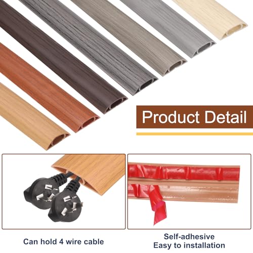 HARFINGTON 4ft Cord Cover Floor W0.6 x H0.33 Inner Channel PVC Hide Extension Cable Floor Wire Hider Wire Covers Protector for Prevent Cable Trips Cables Management, Wood Grey - color: Wood Grey, size: 4ft