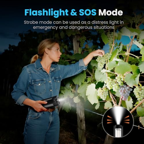 CAVN Rechargeable Camping Lights with Remote & Detachable Tripod Max Height 6.0 ft, Portable Work Light with 3 LED Lamp Heads, Camping Essentials Gear Emergency Flashlight with Hook, Black - color: Black