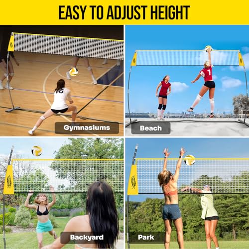 PLAYAPUT 12FT Freestanding Volleyball Net,Height Adjustable Volleyball Training Net For Hitting,Serving,Setting Practice,Protable Volleyball Nets With Volleyball,Carrybag,Perfect For Indoor Or Outdoor